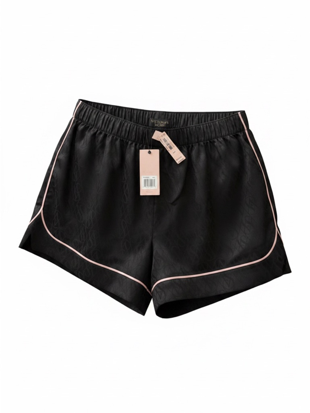 Victoria's Secret Black Satin Shorts with Light Pink